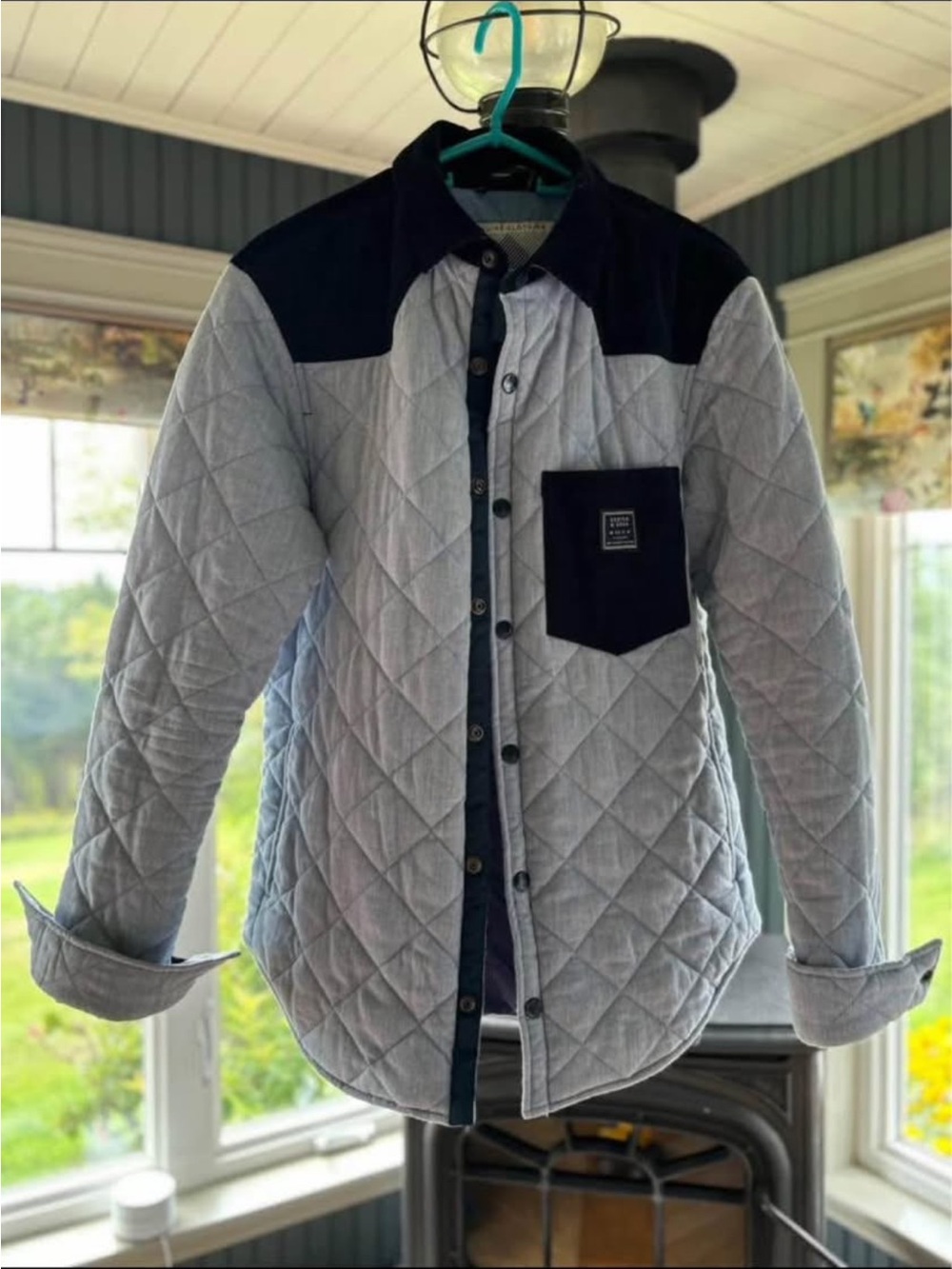 Scotch & Soda Quilted Light Blue Shirt Jacket with Navy Pocket